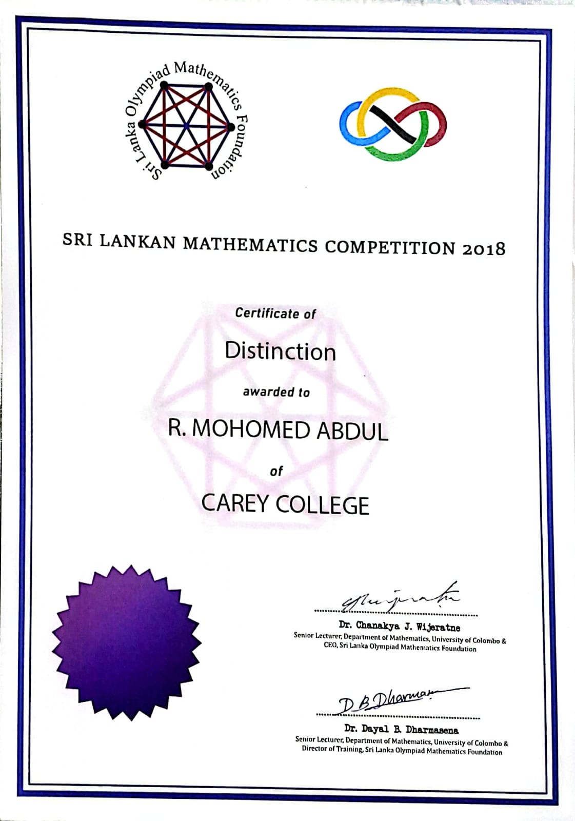 Math Olympiad Certificate